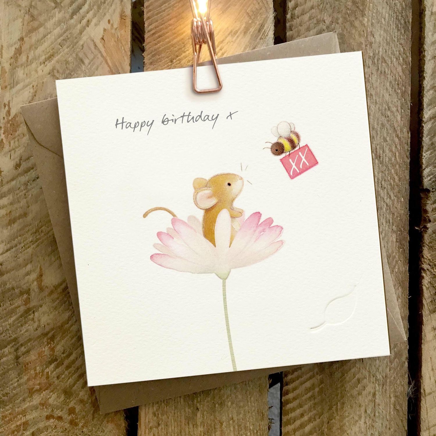 GINGER BETTY LIMITED Mouse in a Flower Birthday Card