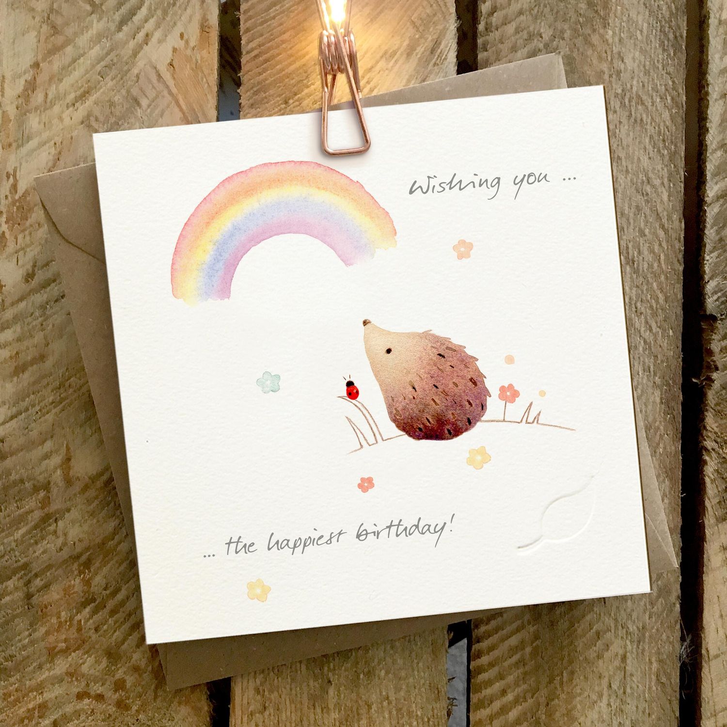 GINGER BETTY LIMITED Hedgehog &amp; Rainbow Birthday Card