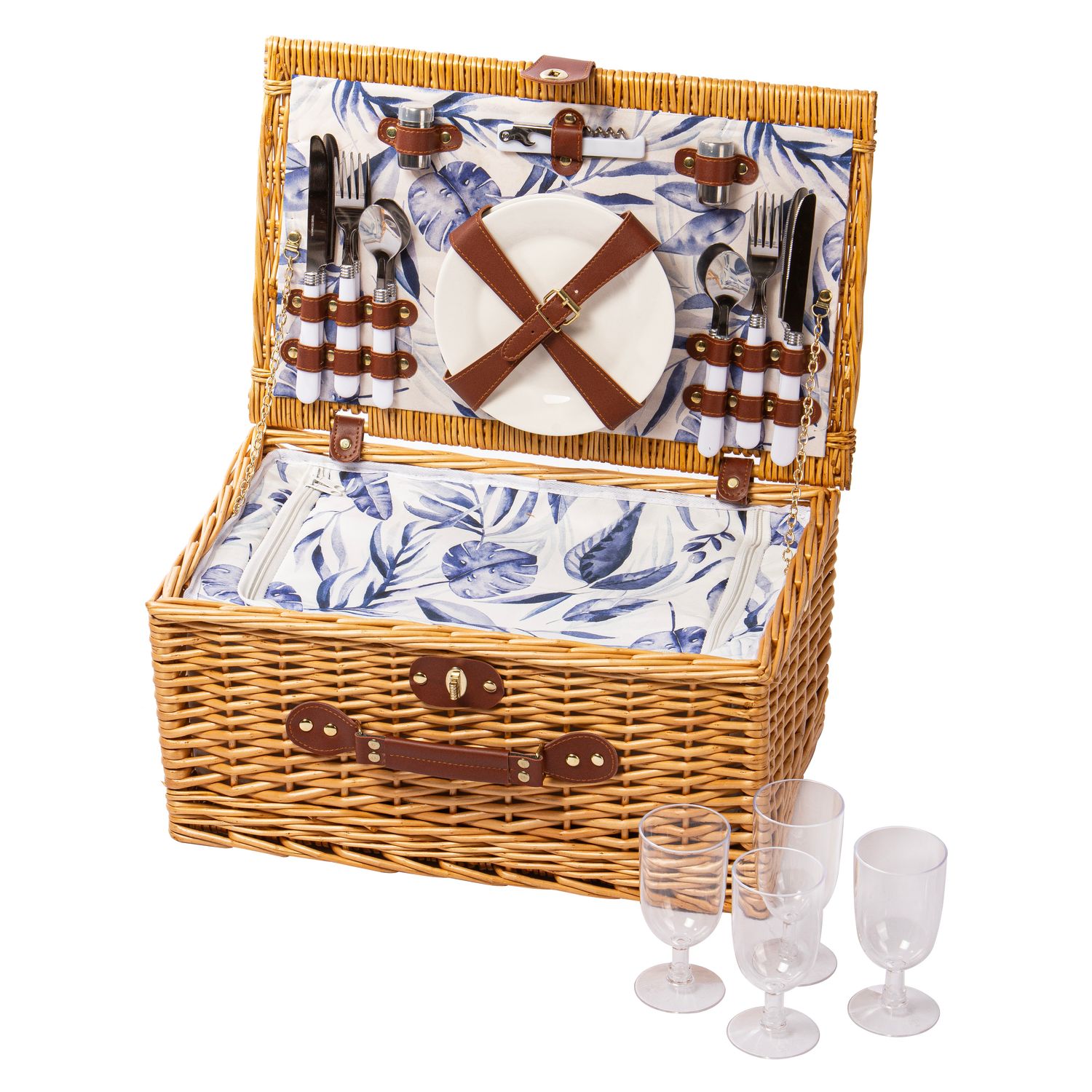 LADELLE Blue Lagoon 4 Person Picnic Basket