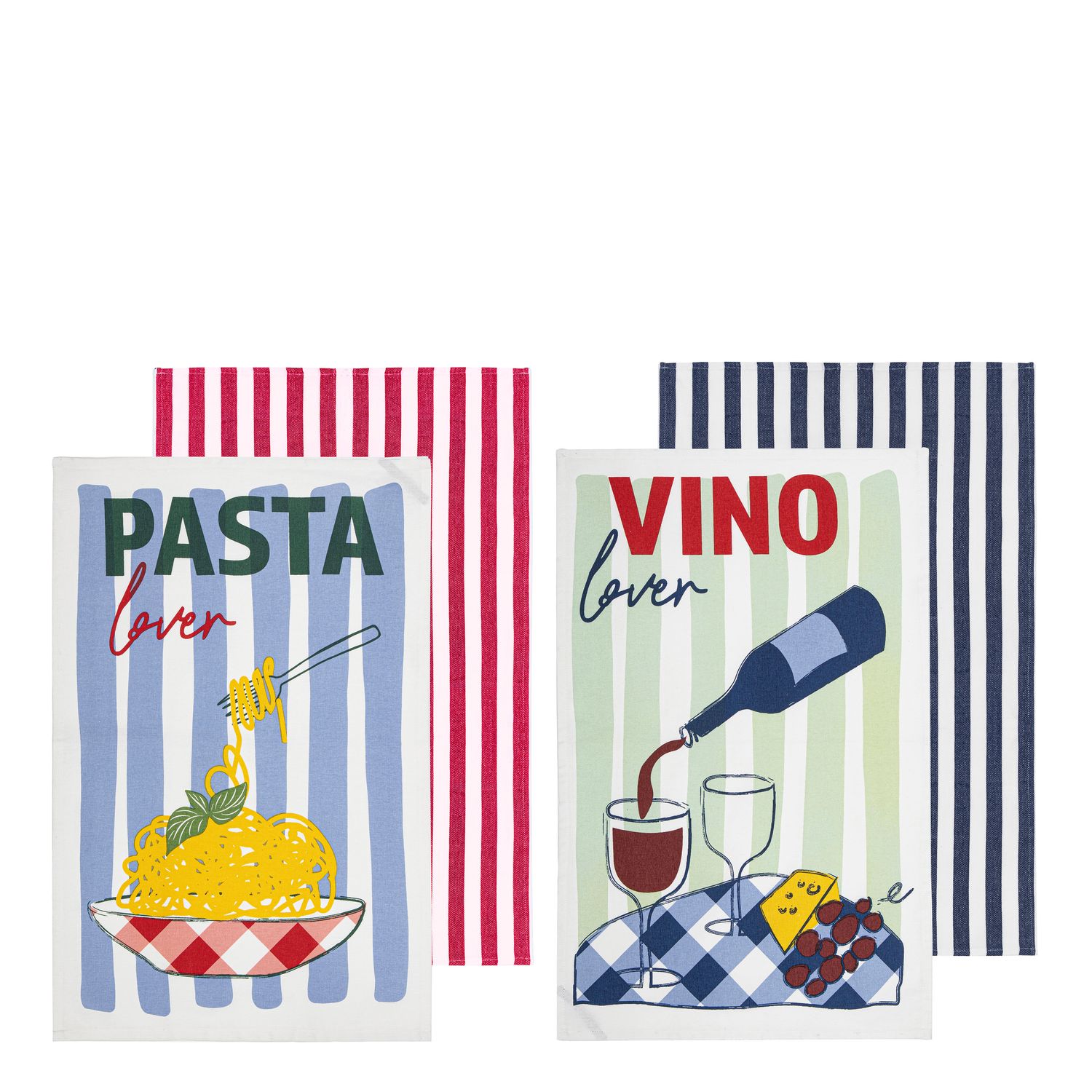 LADELLE Capri Assorted Pasta &amp; Wine 2pk Kitchen Towel