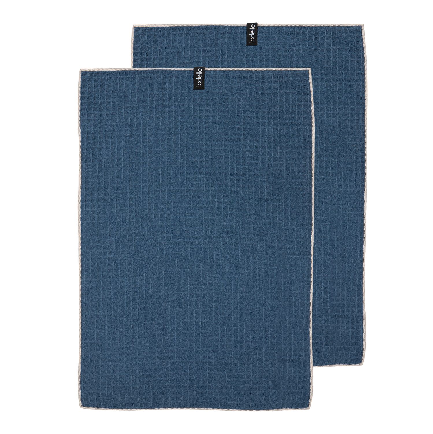 LADELLE Mega Waffle Microfibre Navy 2pk Kitchen Towel