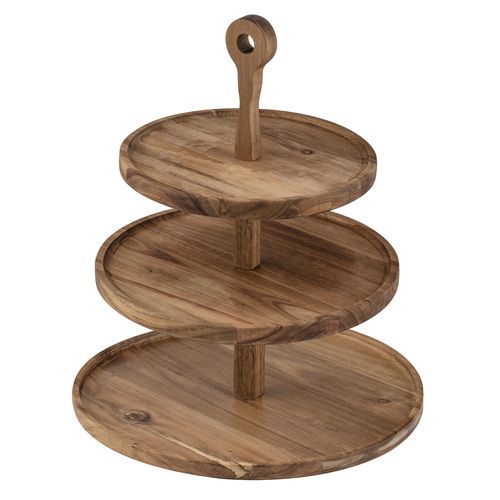 LADELLE Gather Round Acacia 3 Tier Serving Tower