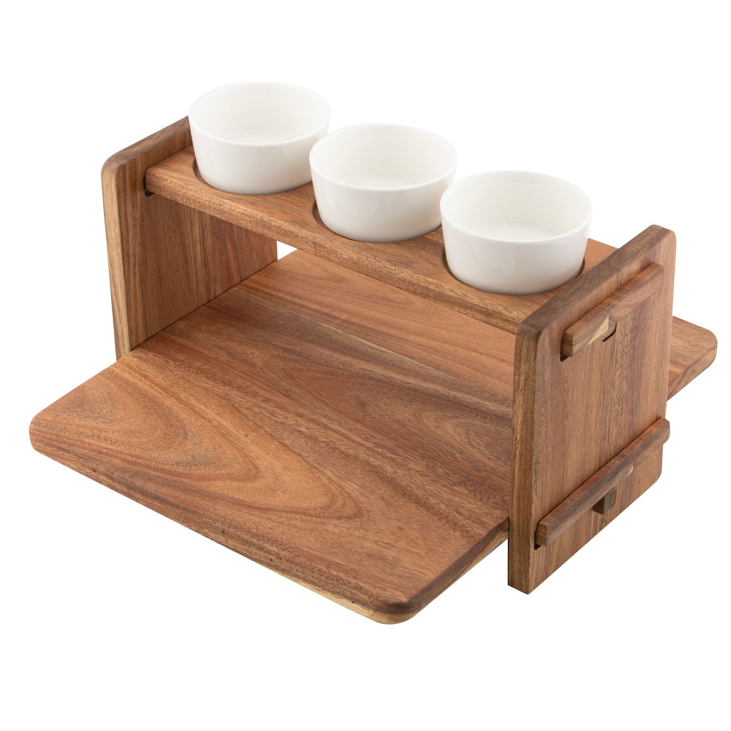 LADELLE Gather 2 Tier Serving Board With 3 Bowls
