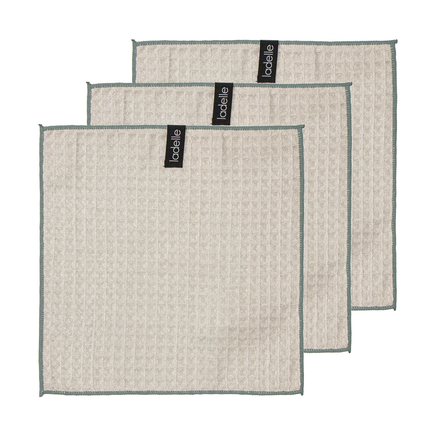 LADELLE Mega Waffle Microfibre Taupe 30x30cm 3pk Dishcloth
