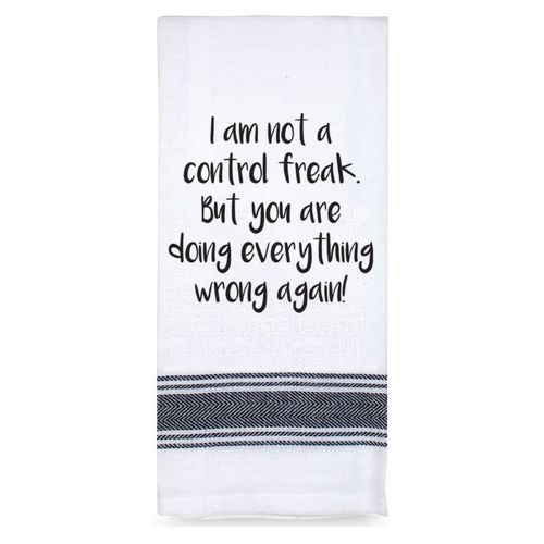 TAMBORIL Funny Sentiments Tea Towel - Not a Control Freak
