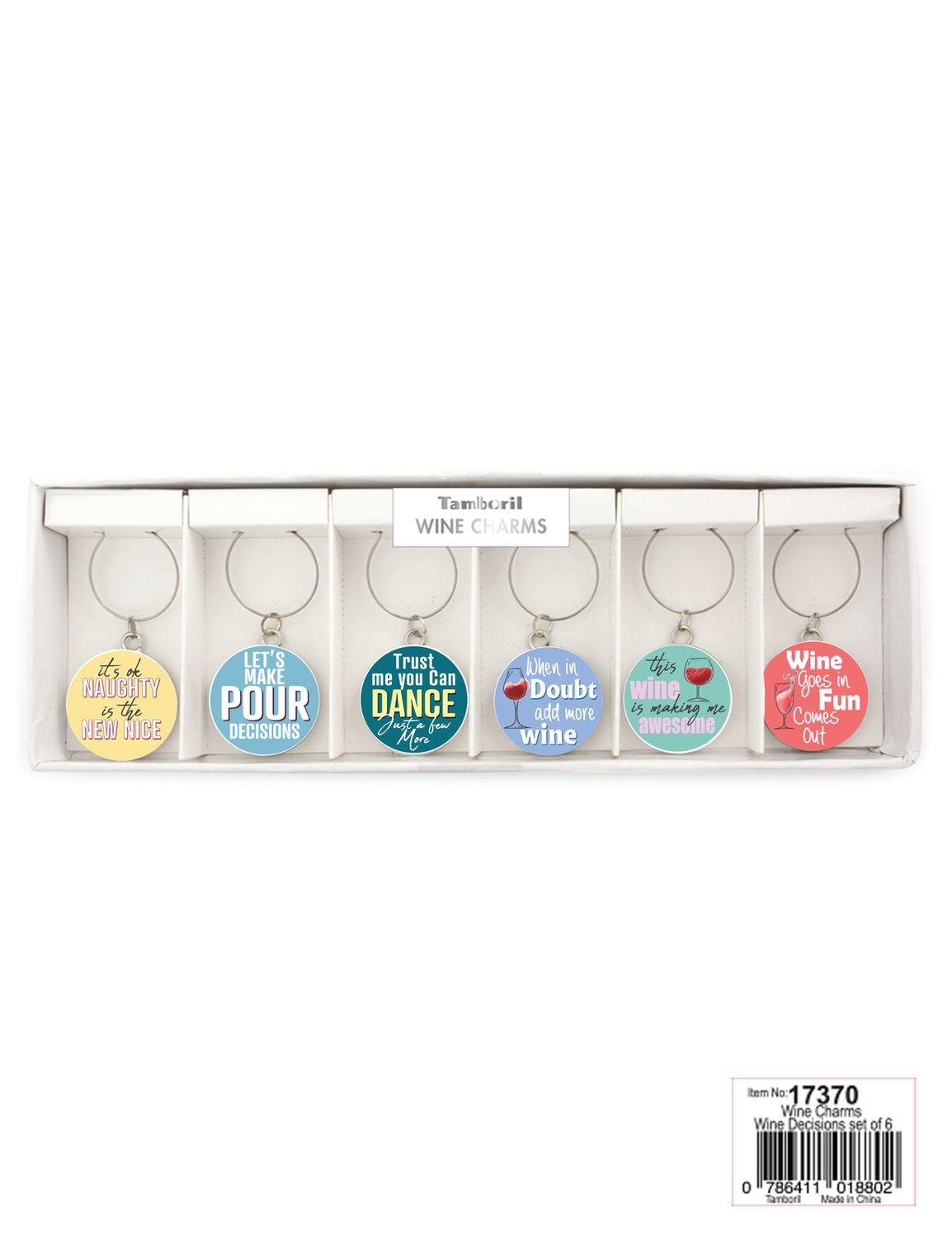 TAMBORIL Wine Decisions Wine Charms - Set of 6