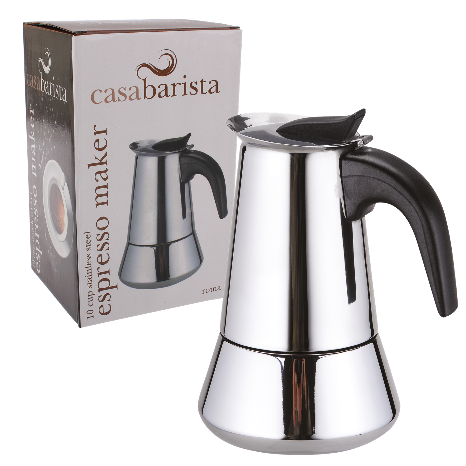 CASABARISTA Roma Stainless Steel Espresso Maker - 10 Cup