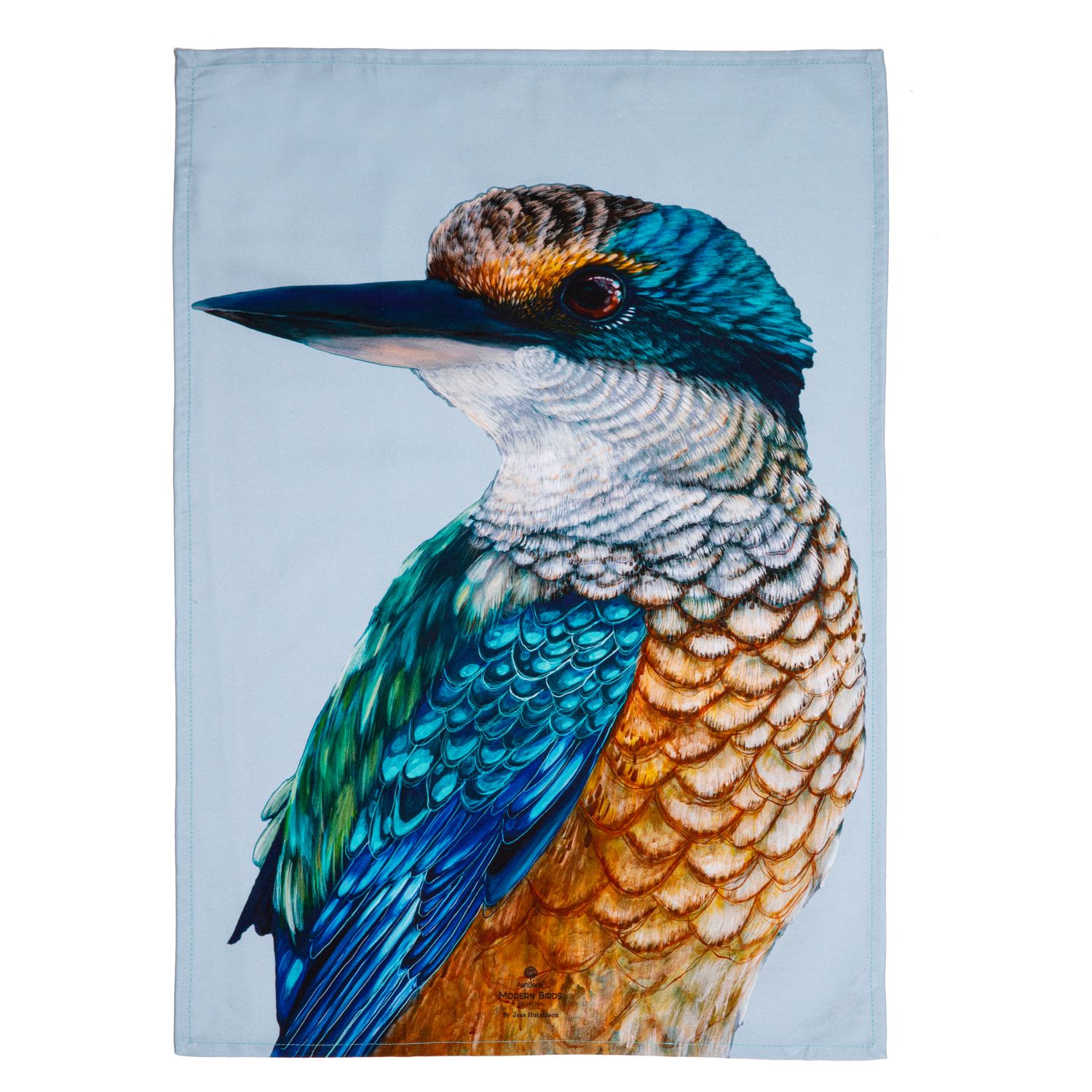ASHDENE Modern Birds Kitchen Towel - Kingfisher