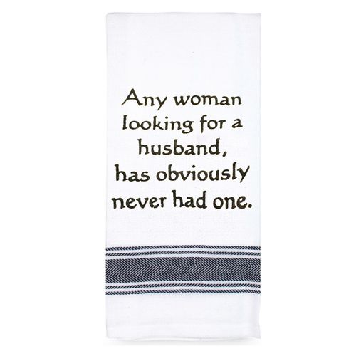 TAMBORIL Funny Sentiments Tea Towel - Any Woman Looking