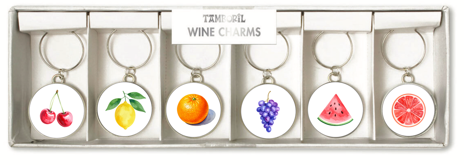 TAMBORIL Fruit Fun Wine Charms - Set of 6