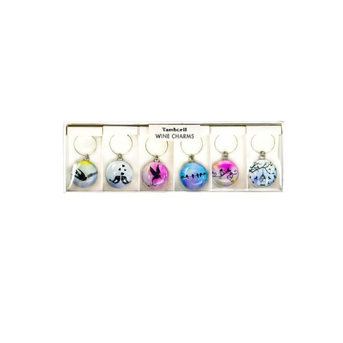 TAMBORIL Bird Silhouette Wine Charms - Set of 6