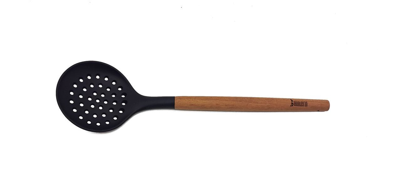 ST. CLARE Black Silicone Skimmer with Acacia Handle