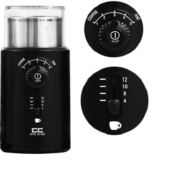 COFFEE CULTURE Black Electric Coffee Grinder - 12 Cup