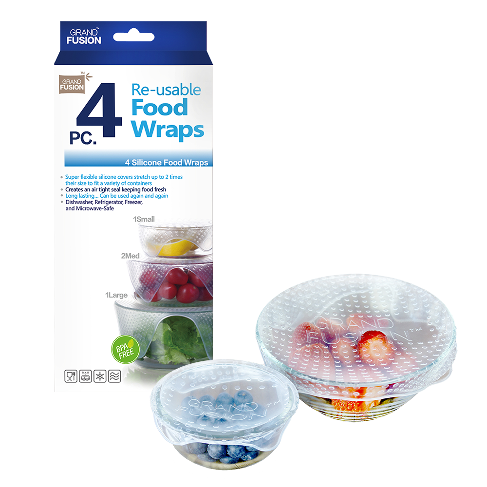 GRAND FUSION Silicone Food Wraps 4 Pack
