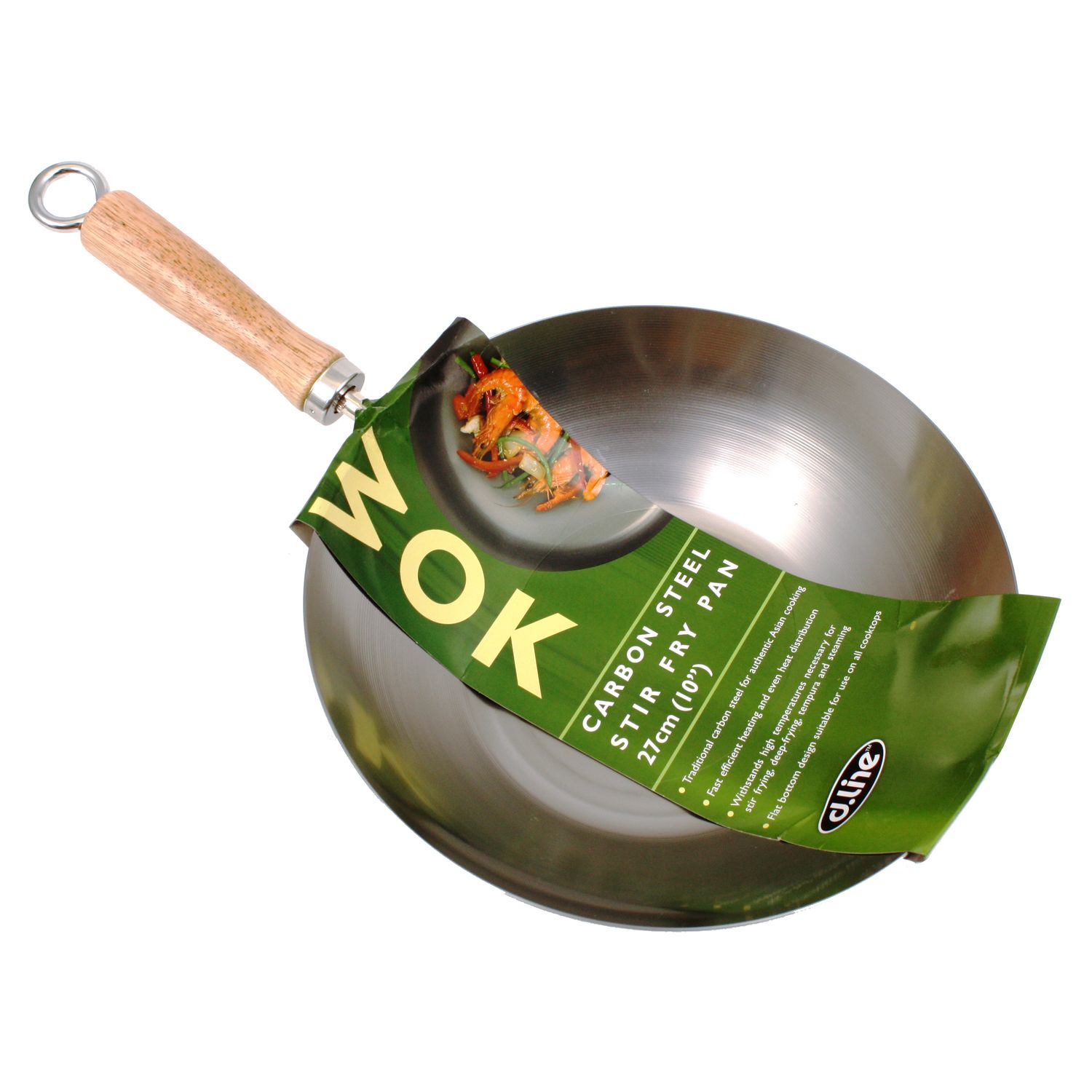 D.LINE Carbon Steel Stir Fry Wok 27cm Diameter