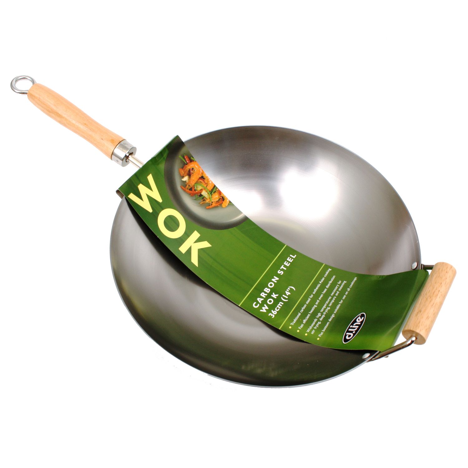 D.LINE Carbon Steel Wok W/ Handle 36cm Diameter