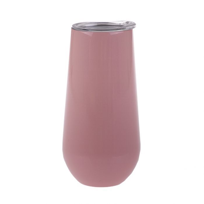 OASIS Stainless Steel Double Wall Insulated Champagne Flute - Plain - 180ml - Soft Pink