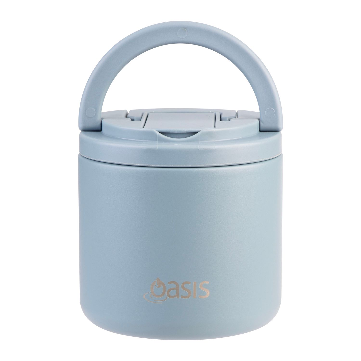 OASIS Stainless Steel Double Wall Ins. Food Flask with Quick Release Lid &amp; Spork - 550ml - Hazy Blue