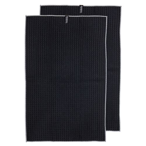 LADELLE Mega Waffle Microfibre 2pk Kitchen Towel - Black