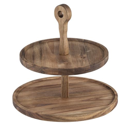 LADELLE Gather Round Acacia 2 Tier Serving Tower