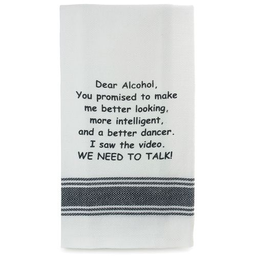 TAMBORIL Funny Sentiments Tea Towel - Dear Alcohol