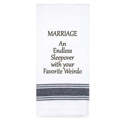 TAMBORIL Funny Sentiments Tea Towel - Marriage an Endless Sleepover