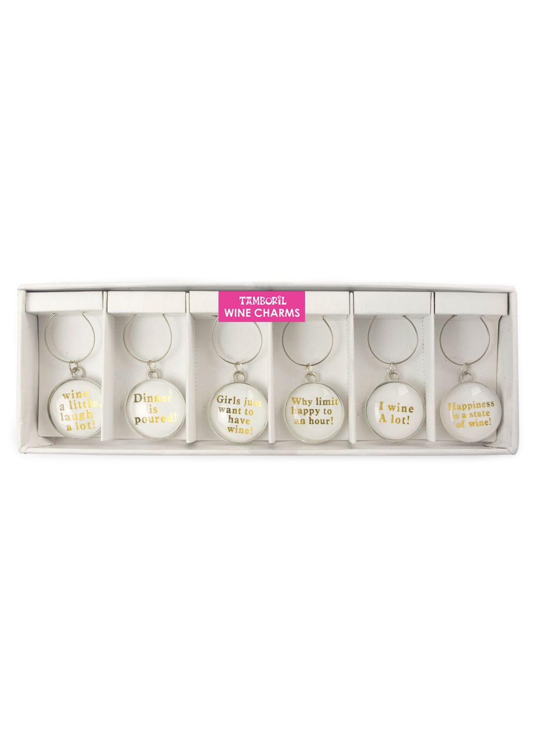 TAMBORIL Wine Talk Wine Charms - White - Set of 6