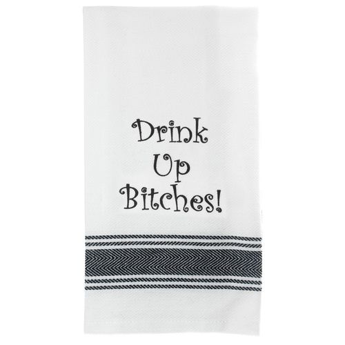 TAMBORIL Funny Sentiments Tea Towel - Drink up
