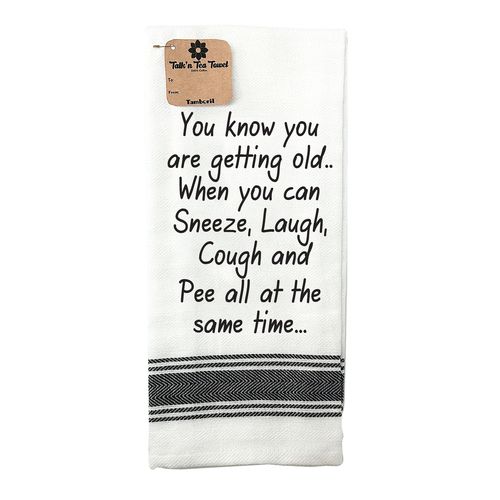 TAMBORIL Funny Sentiments Tea Towel - Sneeze Laugh Cough