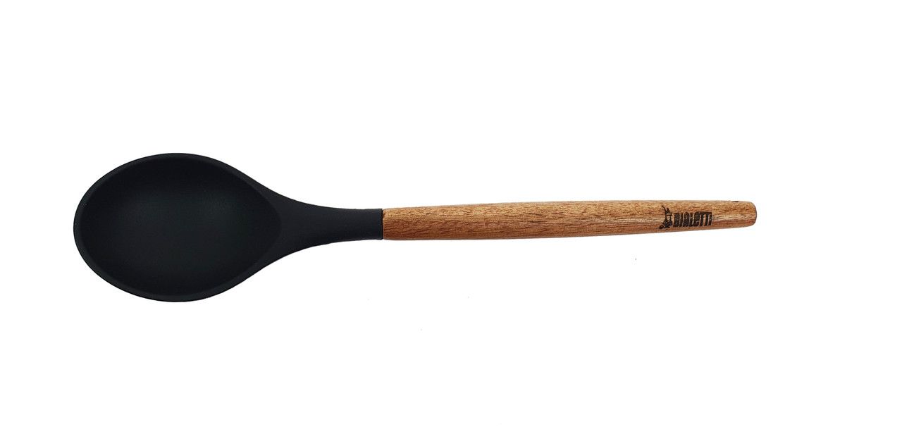 ST. CLARE Black Silicone Solid Spoon with Acacia Handle