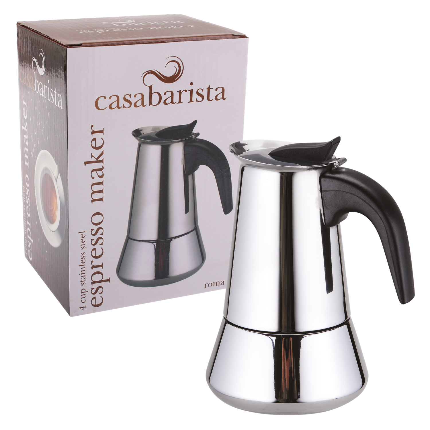 CASABARISTA Roma Stainless Steel Espresso Maker - 4 Cup