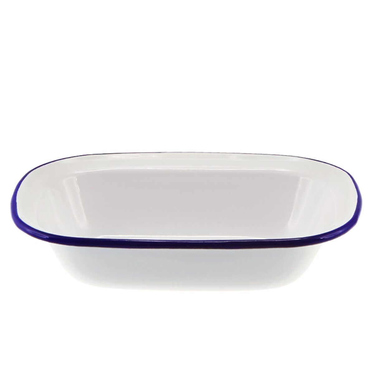 FALCON HOUSEWARES Pie Dish Oblong 20cm - White/Blue Rim