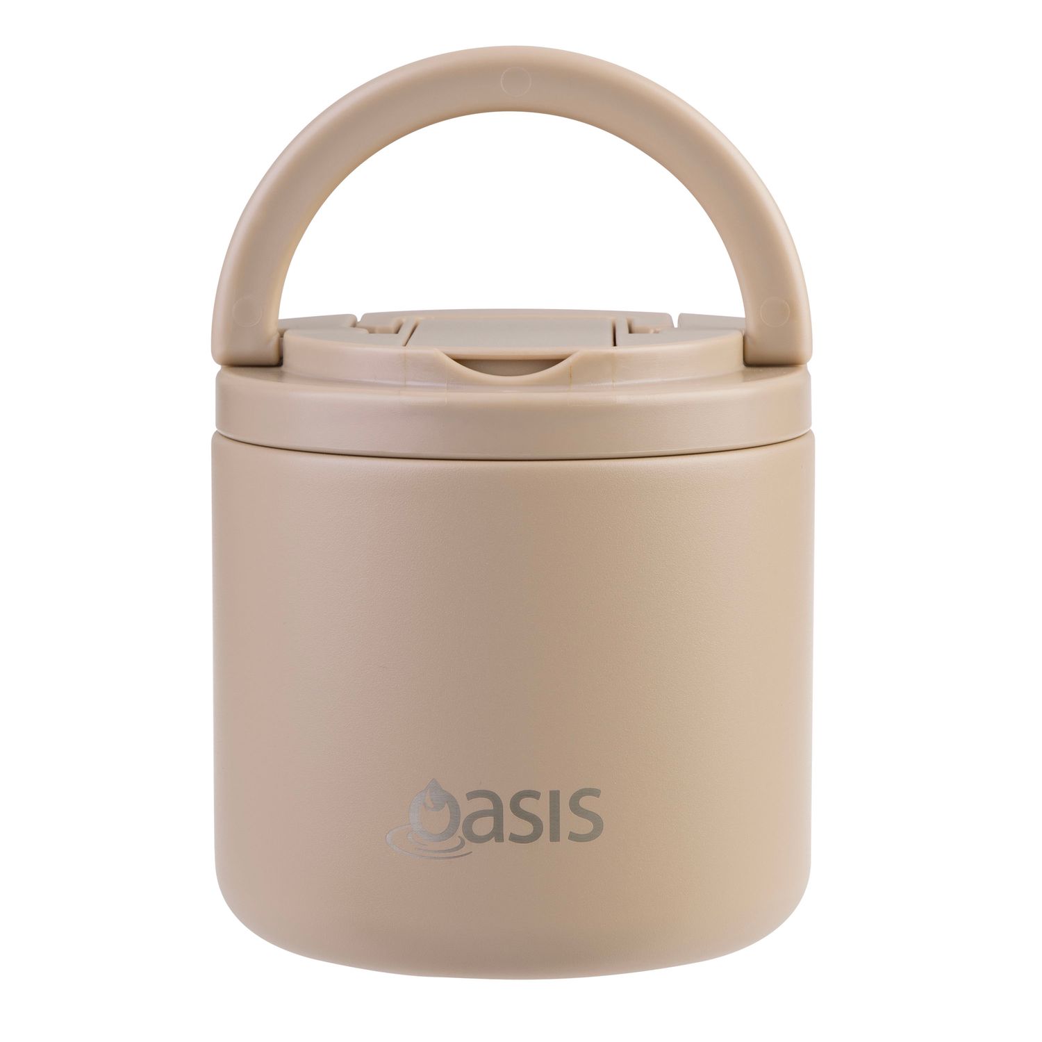 OASIS Stainless Steel Double Wall Ins. Food Flask with Quick Release Lid &amp; Spork - 550ml - Latte