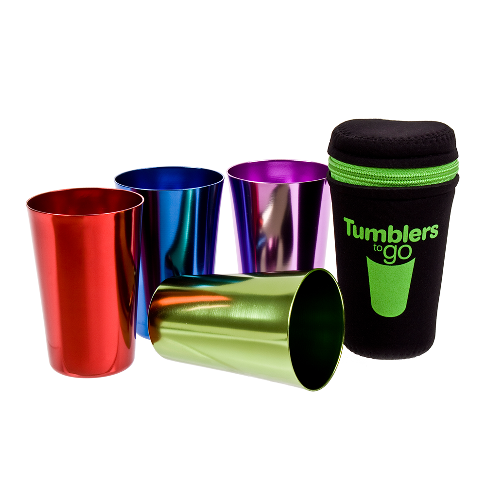 GO 'Tumblers To Go' 265ml Set 4 with Case - 4 Assorted. Colours