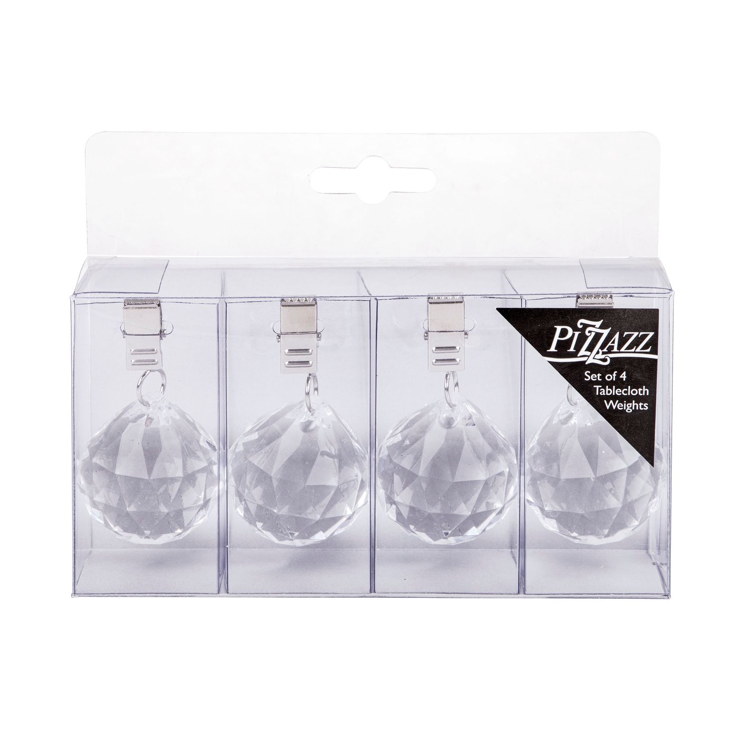 PIZZAZZ Acrylic Crystal Tablecloth Weights Set 4
