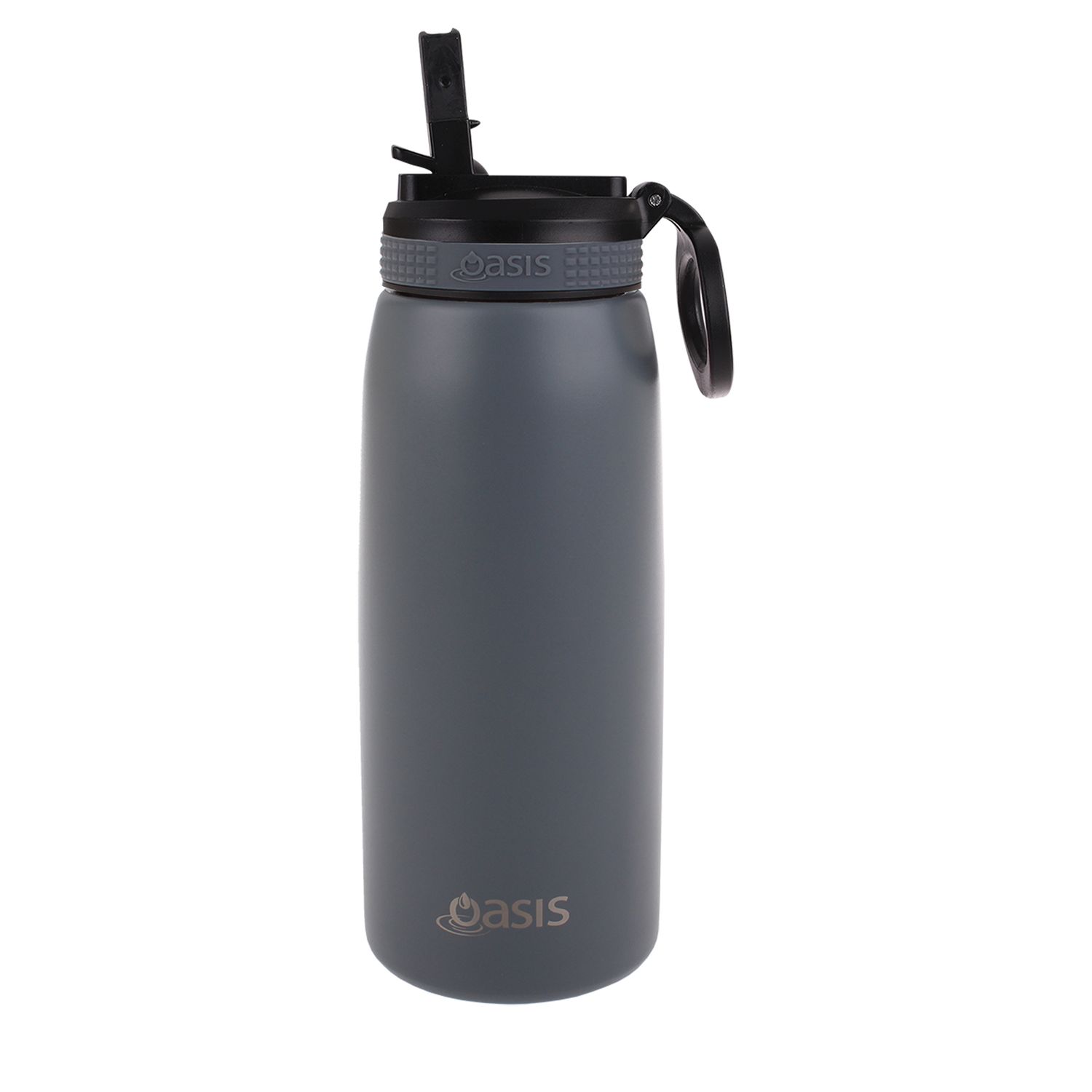OASIS Stainless Steel Double Wall Insulated Sports Bottle with Sipper Straw - Steel