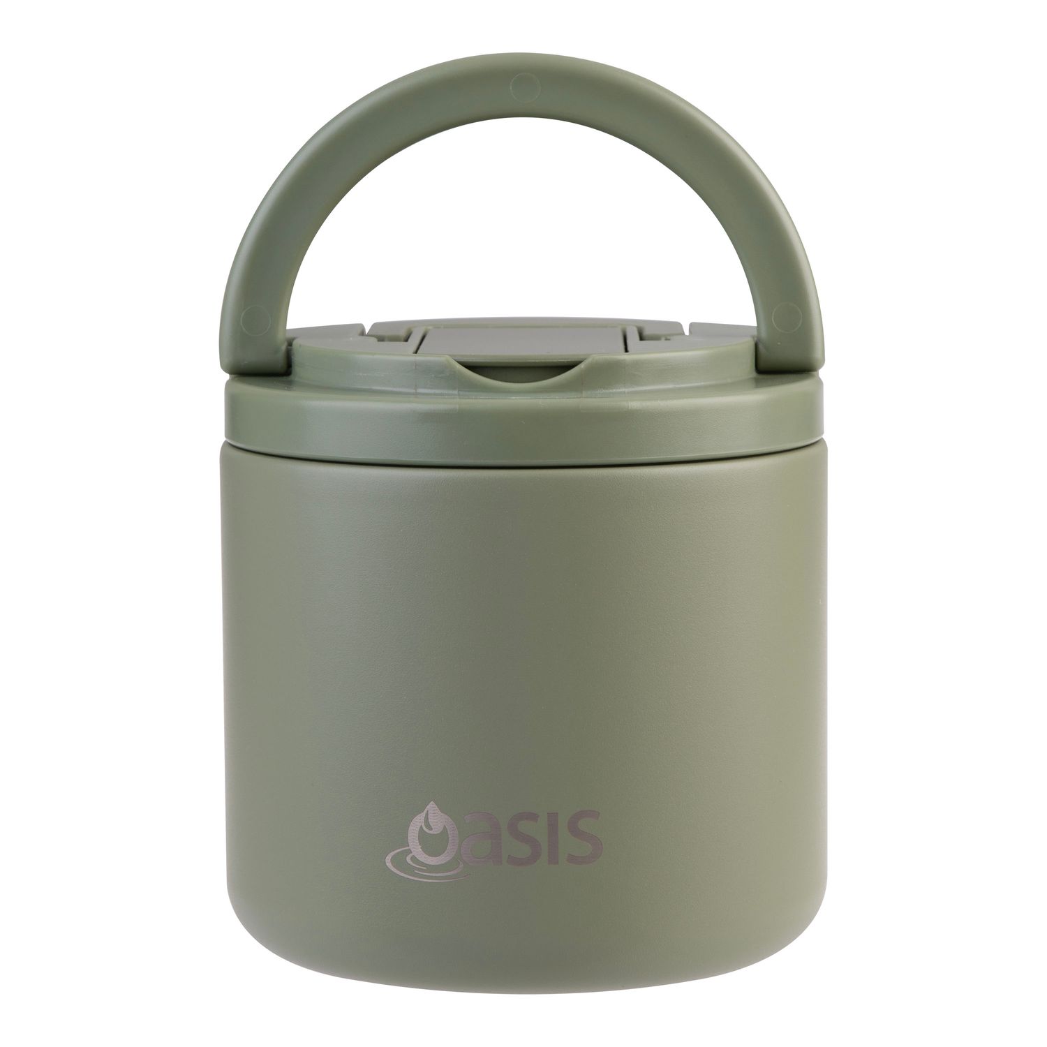 OASIS Stainless Steel Double Wall Ins. Food Flask with Quick Release Lid &amp; Spork - 550ml - Olive Green