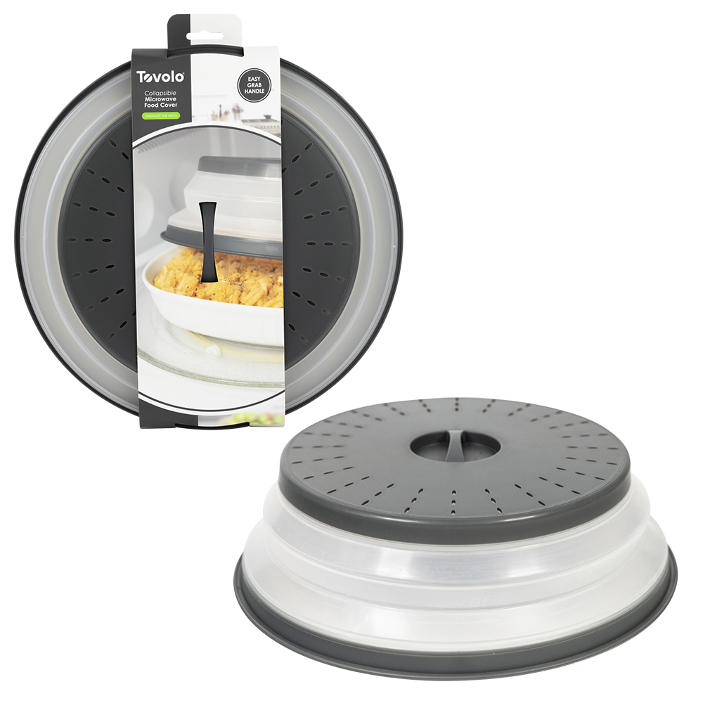 TOVOLO Microwave Collapsible Food Cover 25.3cm Diameter - 25.3cm Diameter - Charcoal