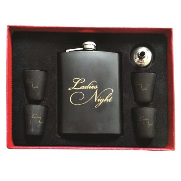 COYOTE Ladies Night Flask with 4 Cups - 240ml Black