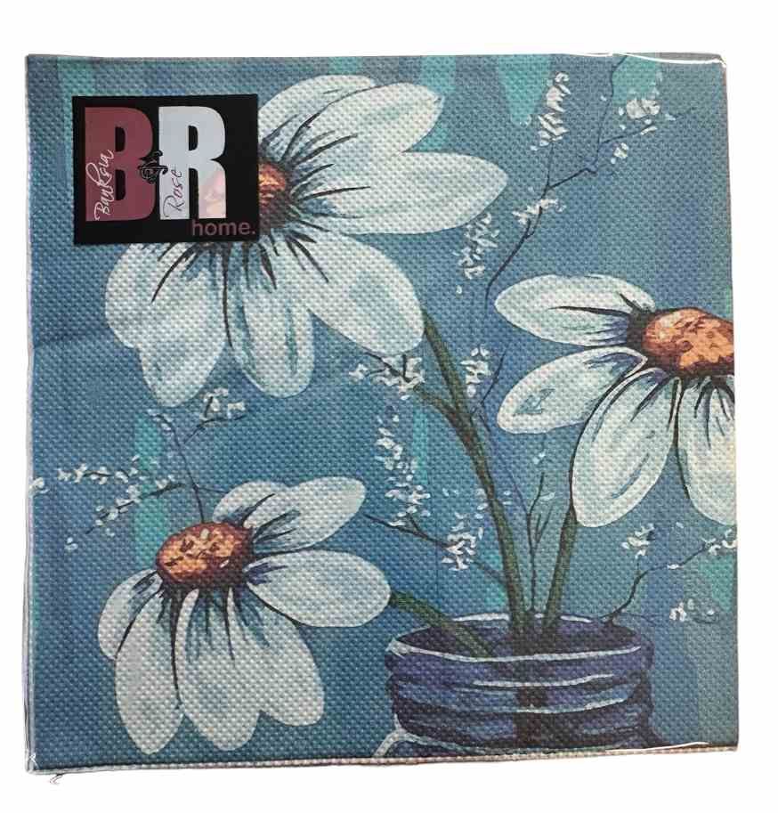 BANKSIA ROSE HOME Blue Vase Floral 20 Pack Napkins