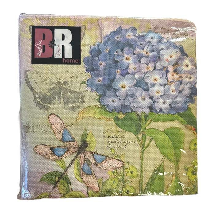 BANKSIA ROSE HOME Hydrangea Dragon Fly 20 Pack Napkins