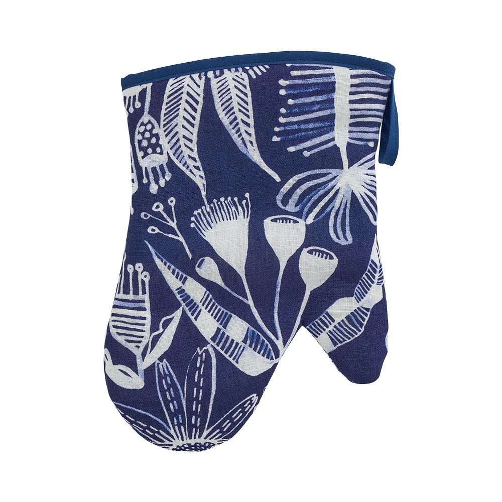 ANNABEL TRENDS Linen Oven Mitt - Navy Natives - DISC