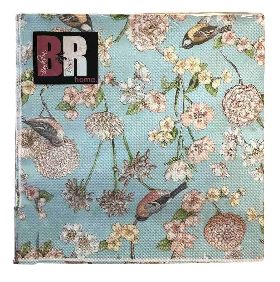 BANKSIA ROSE HOME Blue Bird 20 Pack Floral Napkins