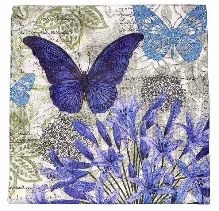 BANKSIA ROSE HOME Blue Butterfly Napkins 20 Pack