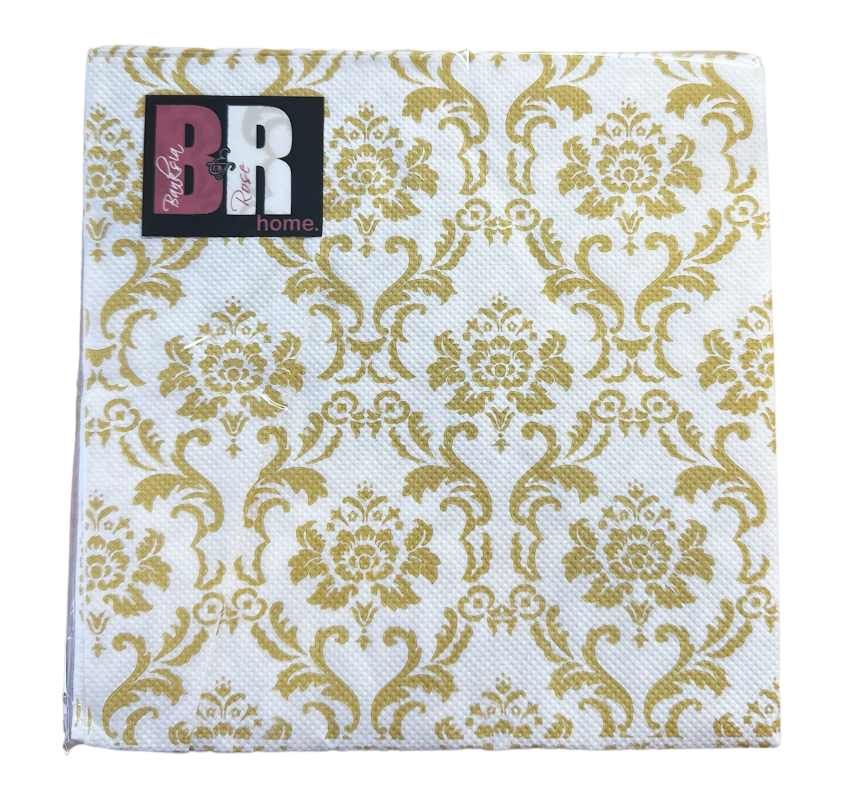 BANKSIA ROSE HOME Gold Damask 20 Pack Napkins