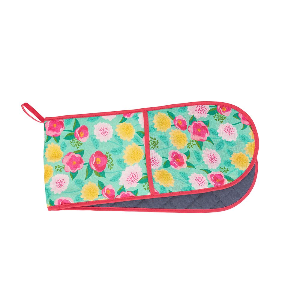 ANNABEL TRENDS Linen Double Mitt - Camellias