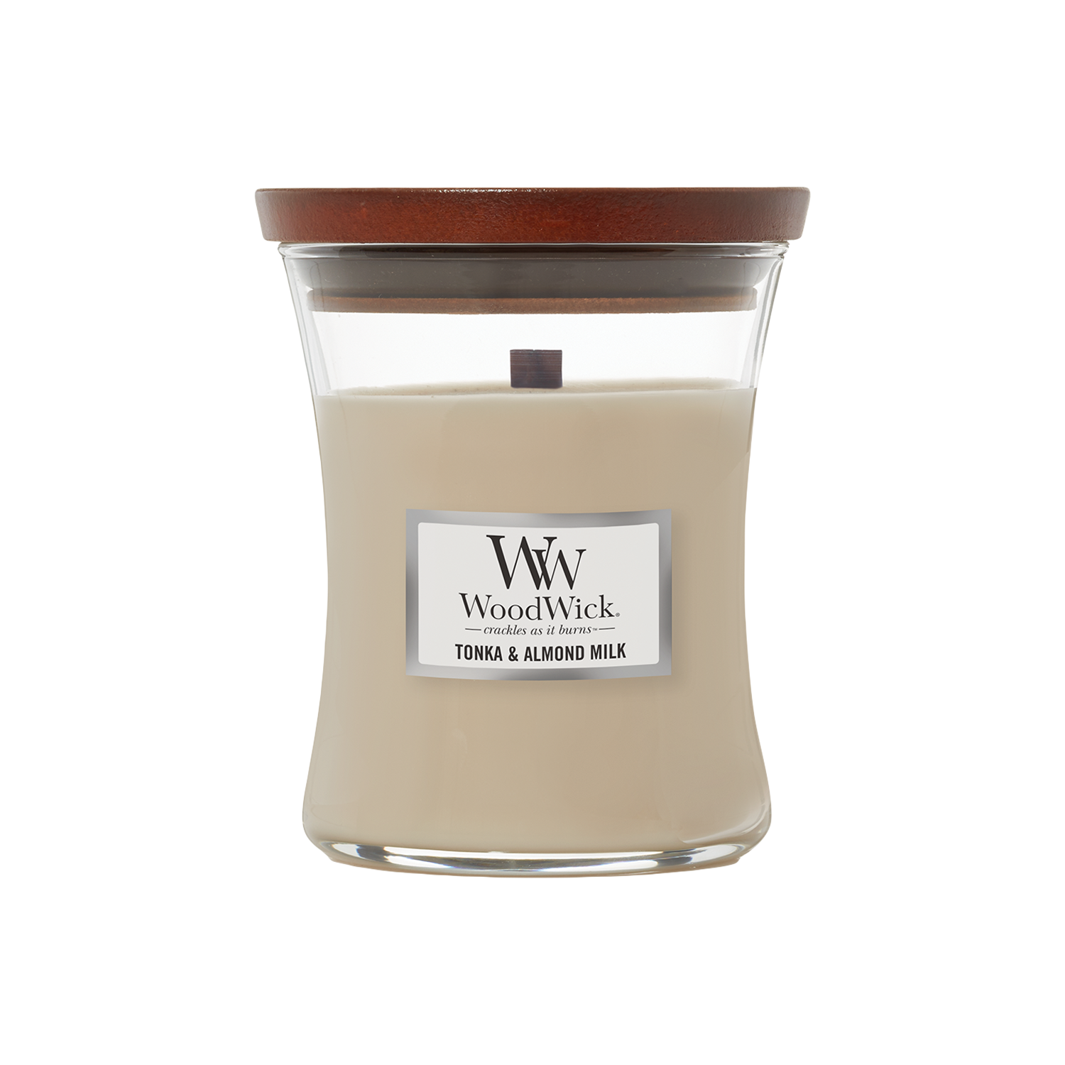 WOODWICK Medium Hourglass Candle - Tonka &amp; Almond Milk