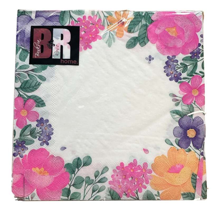 BANKSIA ROSE HOME Floral Border Art 20 Pack Napkins