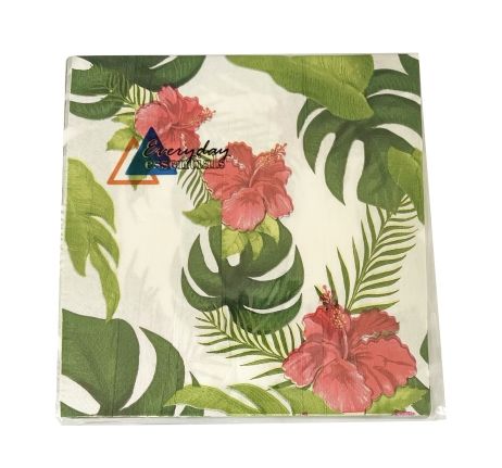BANKSIA ROSE HOME Hibiscus Napkins - Red 20 Pack 30 X 30CM