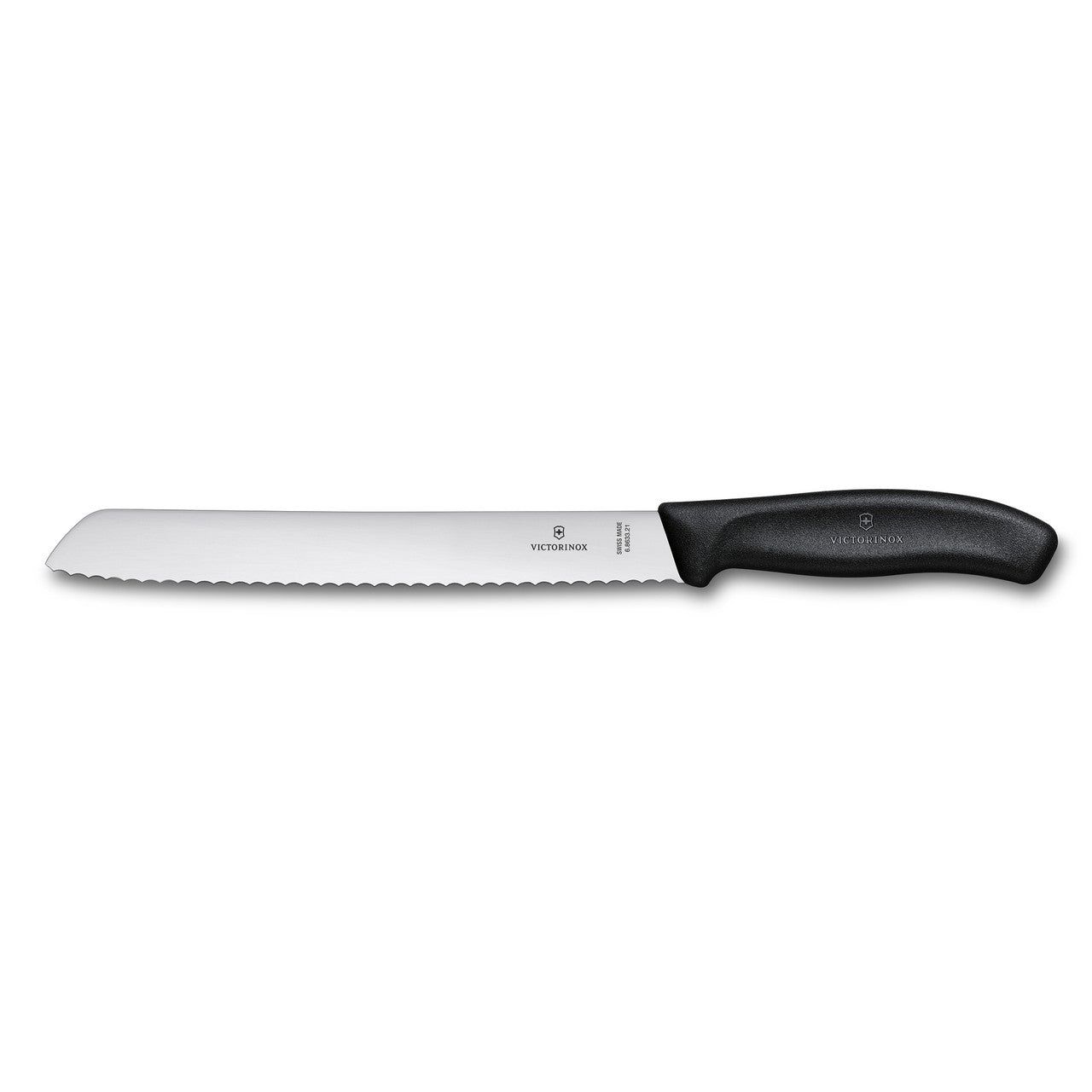 VICTORINOX Bread Knife, 21cm, Wavy Edge Blade, Classic - Black, Gift Boxed